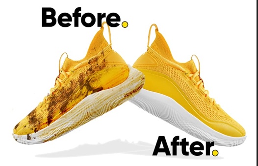 Shoe cleaning before and after by Rinsee Cleaners